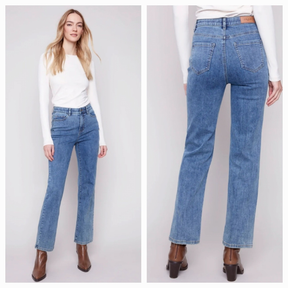 NWT CHARLIE B Charlotte Tummy Tuck Straight Leg Classic Blue Women's Jeans 8